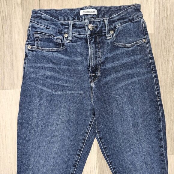 Good American Womens Blue Dark Wash Good Legs Crop Skinny Jeans Size 6/28 - Picture 3 of 13